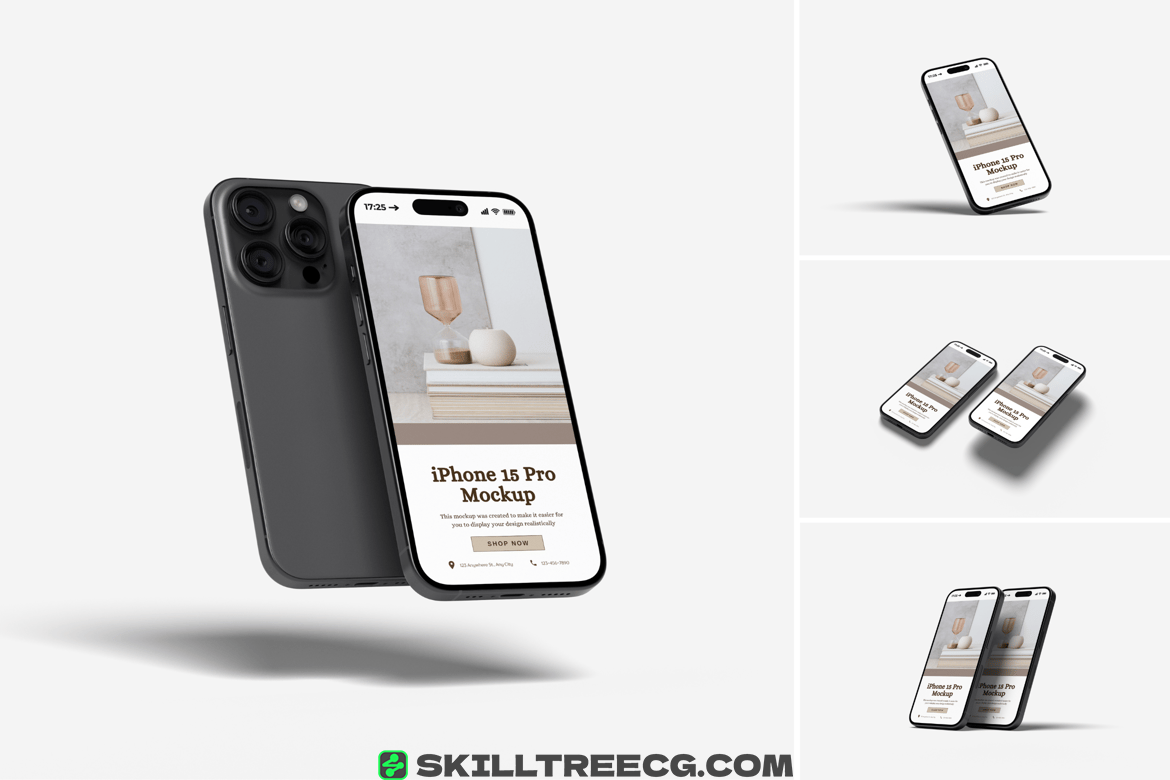 Realistic iPhone 15 Pro Mockup（123999）-技能树